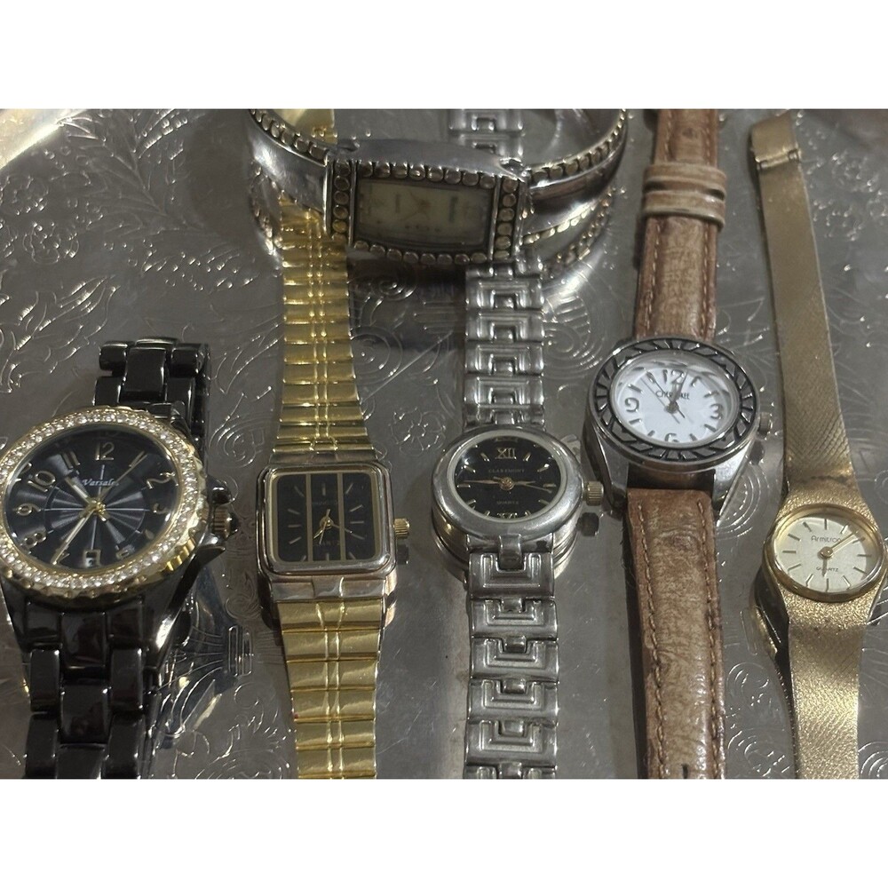 Lot of 6 Vintage Ladies Quartz Watches Armitron Cherokee Varsales Claremont